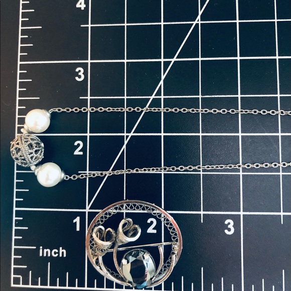 Vintage Sterling Brooch & Givenchy Necklace - Picture 9 of 10